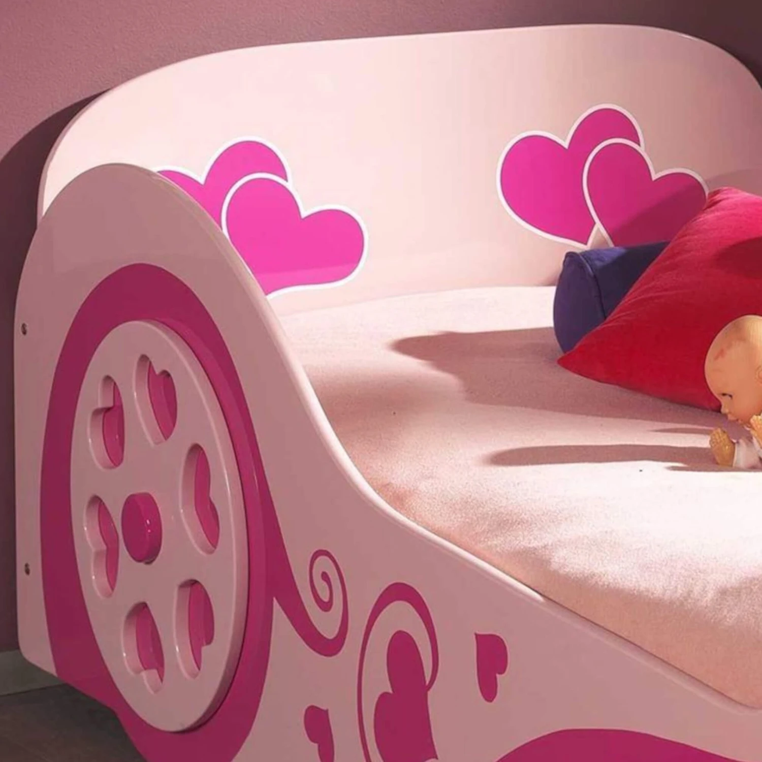 Lit Enfant Voiture Fille Love 90x200 4 Lit Enfant Voiture Fille Love 90x200 – Image 4