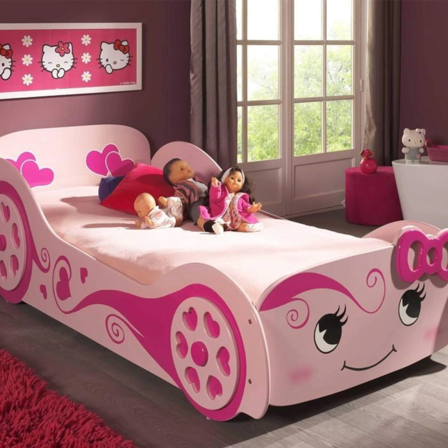 Lit Enfant Voiture Fille Love 90x200 2 Lit Enfant Voiture Fille Love 90x200 – Image 2