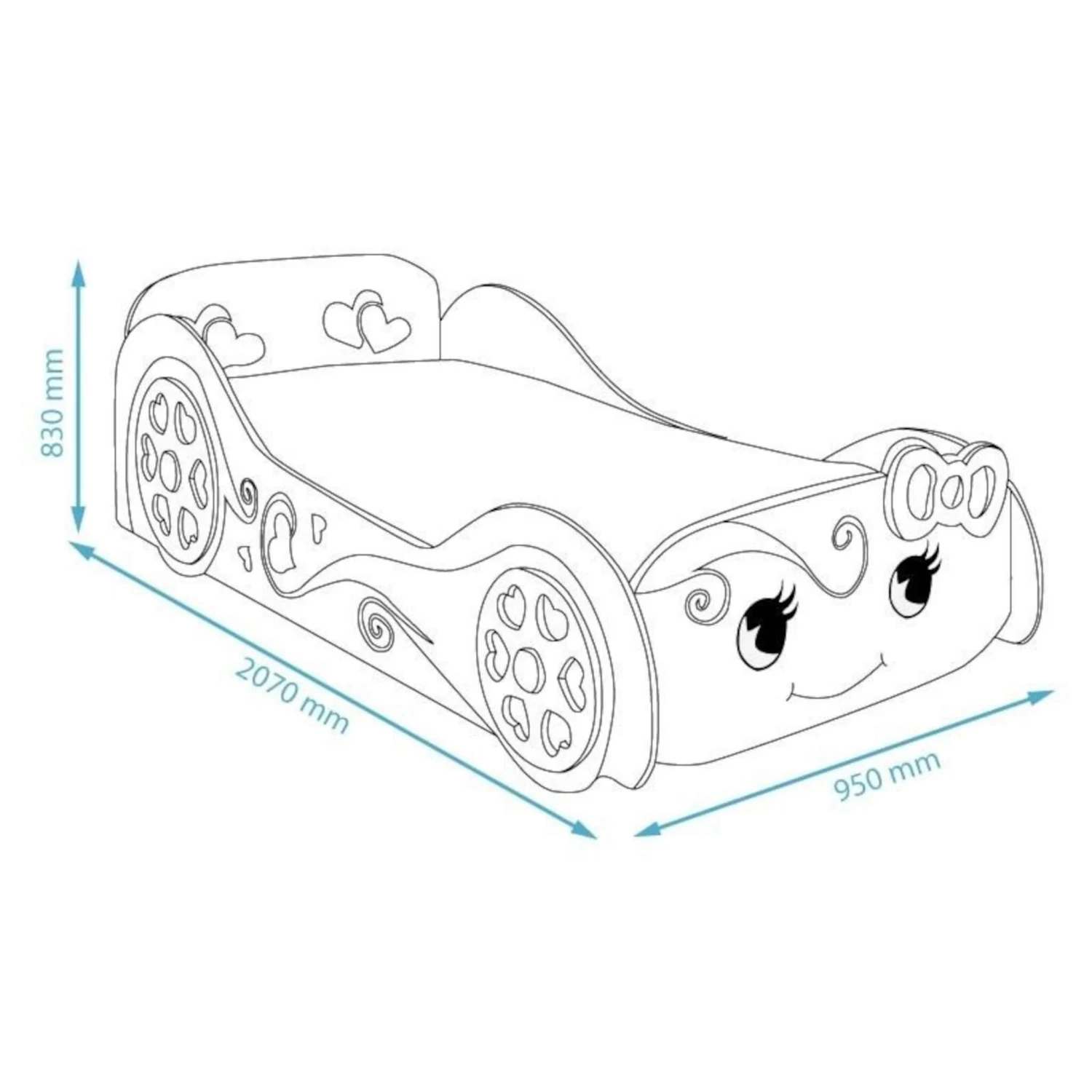 Lit Enfant Voiture Fille Love 90x200 5 Lit Enfant Voiture Fille Love 90x200 – Image 5