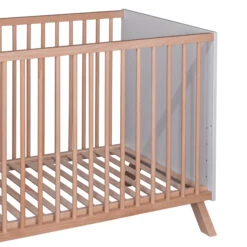 Lit Bébé En Bois Massif Blanc Et Naturel Style Scandinave 60x120 -Lematelas Soldes Boutique lit mati fond blanc 3