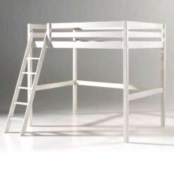 Lit Mezzanine Blanc Laqué - Terre De Nuit -Lematelas Soldes Boutique lit mezzanine blanc 140