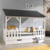 Lit Cabane Enfant Avec Toit En Bois 90x200 + Tiroir De Lit