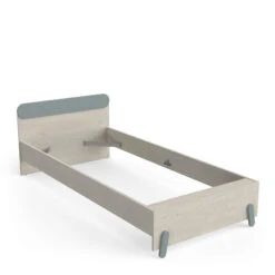 Lit Extensible Enfant En Bois Couleur Chêne Topanga Et Vert De Gris 90x190/200 - LI217 -Lematelas Soldes Boutique lit profil cadre fond blanc