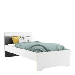 Lit Extensible Enfant En Bois Blanc Et Gris 90x190/200 - LI211 -Lematelas Soldes Boutique lit profil fond blanc