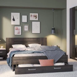 Lit En Bois Avec Tiroir Imitation Chêne Waterford - LT199 -Lematelas Soldes Boutique lit richmond ambiance