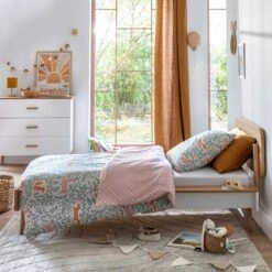 Ensemble Lit + Tête De Lit SMOOTHCLOUD En Bois Naturel Et Blanc -Lematelas Soldes Boutique lit simple ambiance 4