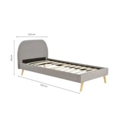 Lit Avec Sommier à Lattes Intégré Et Tête De Lit En Tissu Gris Foncé - LT17106 -Lematelas Soldes Boutique lit somn dimensions 90x190 fond blanc