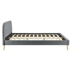 Lit Avec Sommier à Lattes Intégré Et Tête De Lit En Tissu Gris Foncé - LT17106 -Lematelas Soldes Boutique lit somn double c t fond blanc