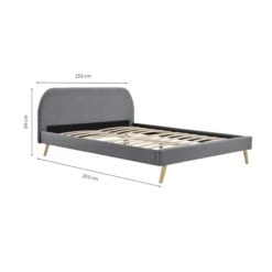 Lit Avec Sommier à Lattes Intégré Et Tête De Lit En Tissu Gris Foncé - LT17106 -Lematelas Soldes Boutique lit somn double dimensions fond blanc