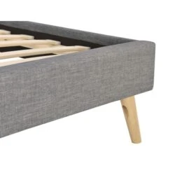 Lit Avec Sommier à Lattes Intégré Et Tête De Lit En Tissu Gris Foncé - LT17106 -Lematelas Soldes Boutique lit somn zoom pieds