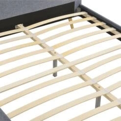 Lit Avec Sommier à Lattes Intégré Et Tête De Lit En Tissu Gris Foncé - LT17106 -Lematelas Soldes Boutique lit somn zoom sommier fond blanc