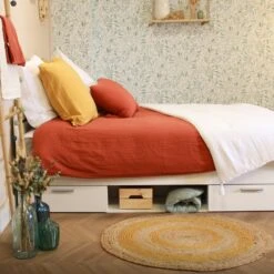 Lit Tiroirs Blanc Perle -Lematelas Soldes Boutique lit tiroir ambiance 2 1