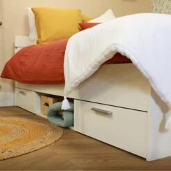 Lit Tiroirs Blanc Perle -Lematelas Soldes Boutique lit tiroir ambiance 4 1