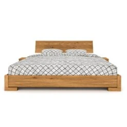 Lit Avec Tête De Lit Intégrée Et 2 Chevets En Chêne Massif Clair - LT36008 -Lematelas Soldes Boutique lit vento face fond blanc 5