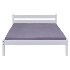 Lit Avec Sommier Intégré En Pin Massif Blanc - LT12118 -Lematelas Soldes Boutique lit vilmo face fond blanc