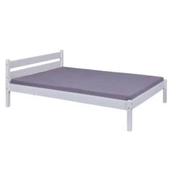 Lit Avec Sommier Intégré En Pin Massif Blanc - LT12118 -Lematelas Soldes Boutique lit vilmo profil fond blanc