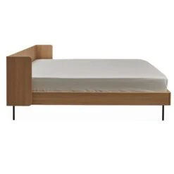 Lit Naturel Plaqué Chêne Avec Pieds En Tube D'acier 160x200 - LT0080 -Lematelas Soldes Boutique lit wrap 160x200 cot fond blanc