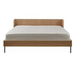 Lit Naturel Plaqué Chêne Avec Pieds En Tube D'acier 160x200 - LT0080