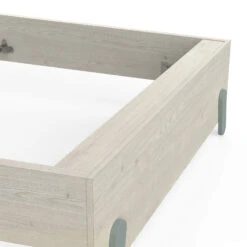 Lit Extensible Enfant En Bois Couleur Chêne Topanga Et Vert De Gris 90x190/200 - LI217 -Lematelas Soldes Boutique lit zoom cadre fond blanc 1