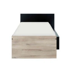 Lit Enfant Avec Rangements En Bois Imitation Chêne Clair Et Noir 90x200 - LT5055 -Lematelas Soldes Boutique literquy