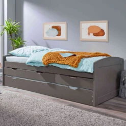 Lit Gigogne En Bois Massif Gris - LT12099