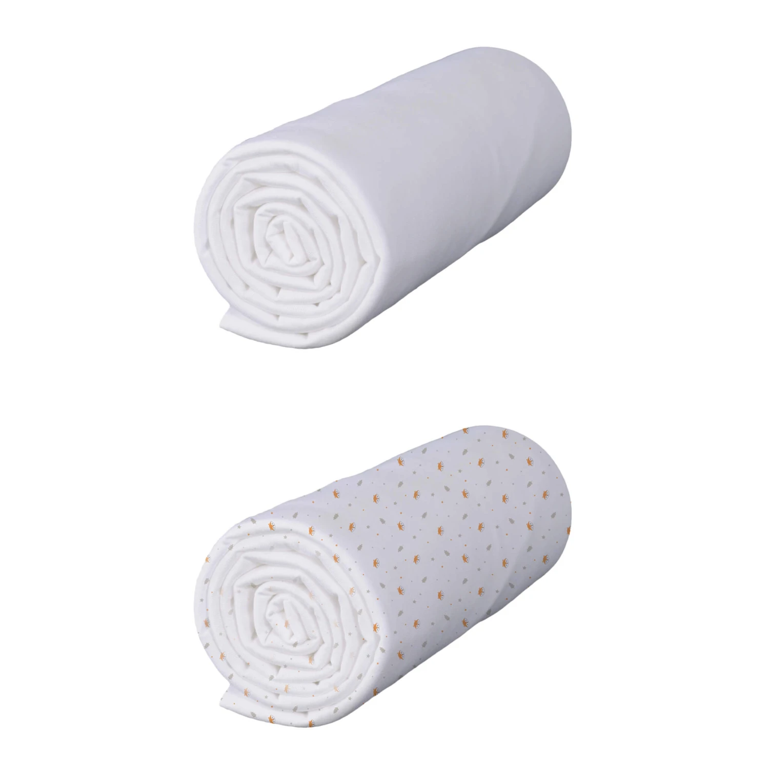 Lot De 2 Draps Housses Bébé Coton Jersey Blanc/Renard 60x120 Cm 1 Lot De 2 Draps Housses Bébé Coton Jersey Blanc/Renard 60x120 Cm