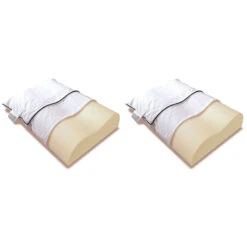 Lot De 2 Oreillers Ergonomiques Mousse Mémoire Végétale Et Taies D'oreillers Percale Someo 40x60