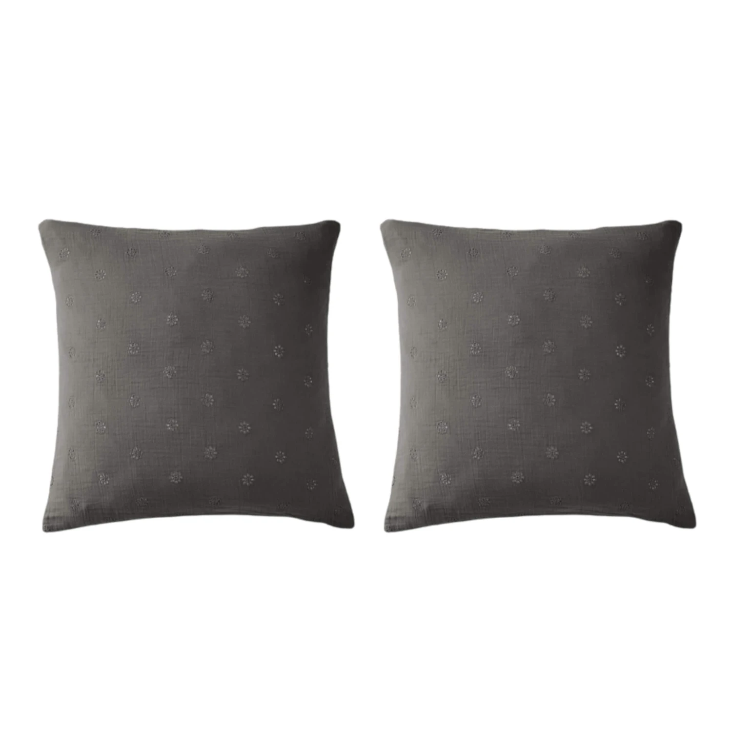 Lot De 2 Taies D'oreillers Brodées Double Gaze De Coton 1 Lot De 2 Taies D'oreillers Brodées Double Gaze De Coton