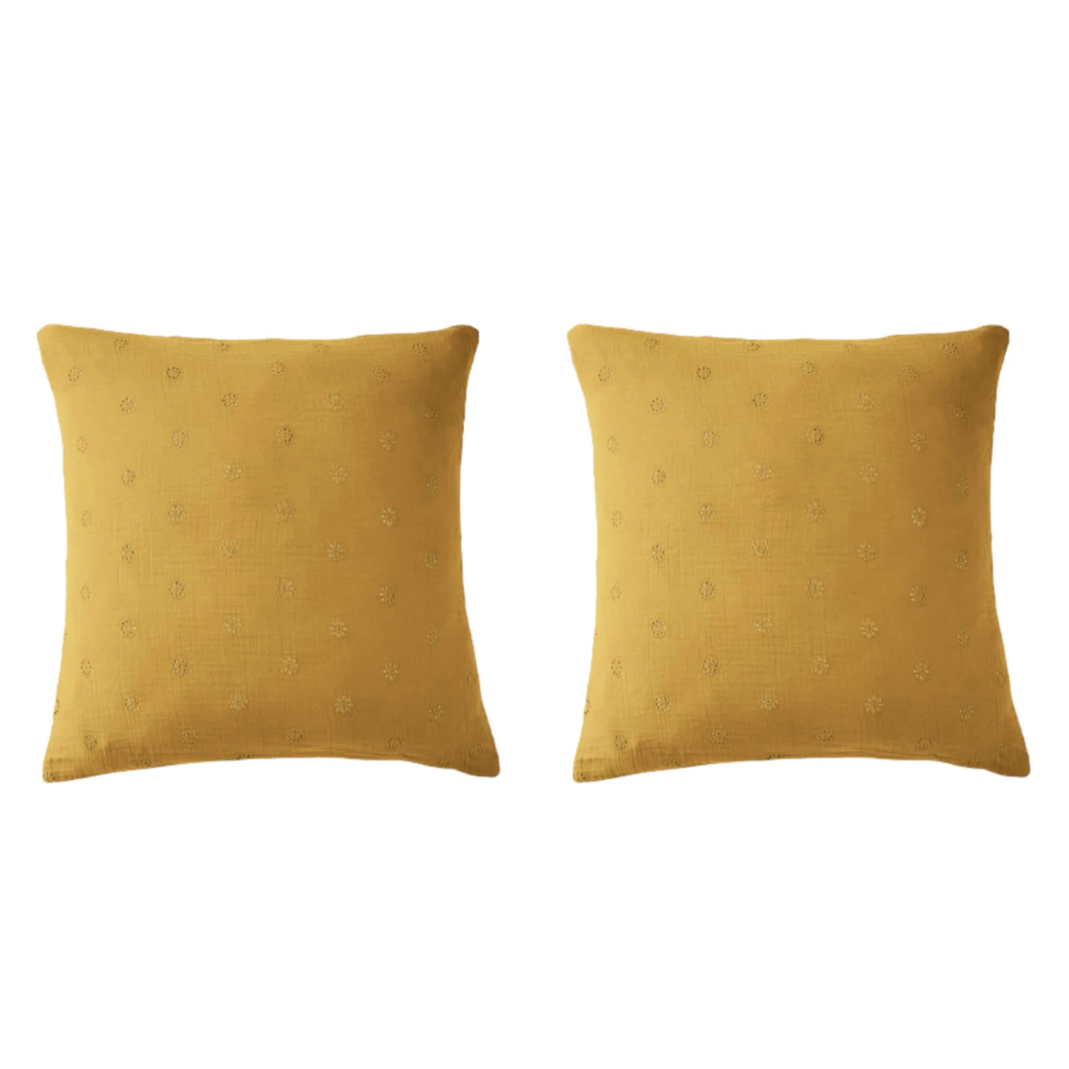 Lot De 2 Taies D'oreillers Brodées Double Gaze De Coton 3 Lot De 2 Taies D'oreillers Brodées Double Gaze De Coton – Image 3