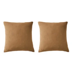 Lot De 2 Taies D'oreillers Brodées Double Gaze De Coton 25 Lot De 2 Taies D'oreillers Brodées Double Gaze De Coton -Lematelas Soldes Boutique lot taie oreiller boho marron fond blanc