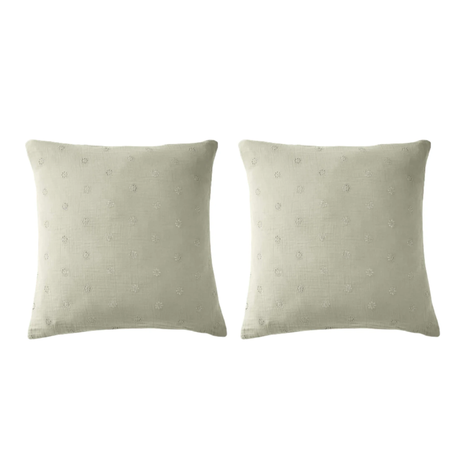 Lot De 2 Taies D'oreillers Brodées Double Gaze De Coton 9 Lot De 2 Taies D'oreillers Brodées Double Gaze De Coton – Image 9