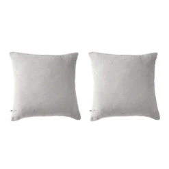 Lot De 2 Taies D'oreillers à Pois Brodés Double Gaze De Coton -Lematelas Soldes Boutique lot taie oreiller chic gris fond blanc
