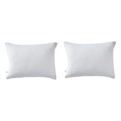 Lot De 2 Taies D'oreillers Brodées Double Gaze De Coton 37 Lot De 2 Taies D'oreillers Brodées Double Gaze De Coton -Lematelas Soldes Boutique lot taie oreiller rectangle boho blanc fond blanc