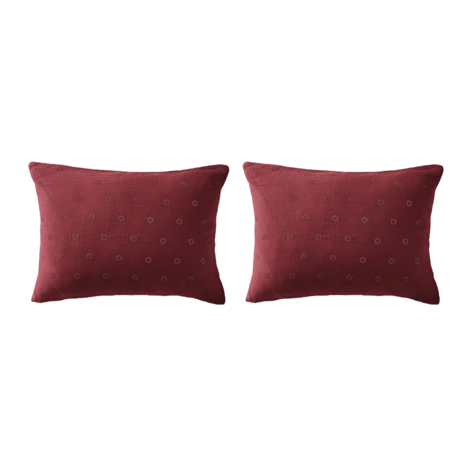 Lot De 2 Taies D'oreillers Brodées Double Gaze De Coton 19 Lot De 2 Taies D'oreillers Brodées Double Gaze De Coton – Image 19