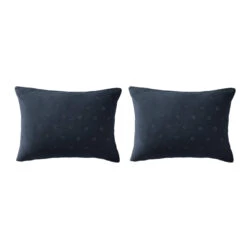 Lot De 2 Taies D'oreillers Brodées Double Gaze De Coton 32 Lot De 2 Taies D'oreillers Brodées Double Gaze De Coton -Lematelas Soldes Boutique lot taie oreiller rectangle boho marine fond blanc