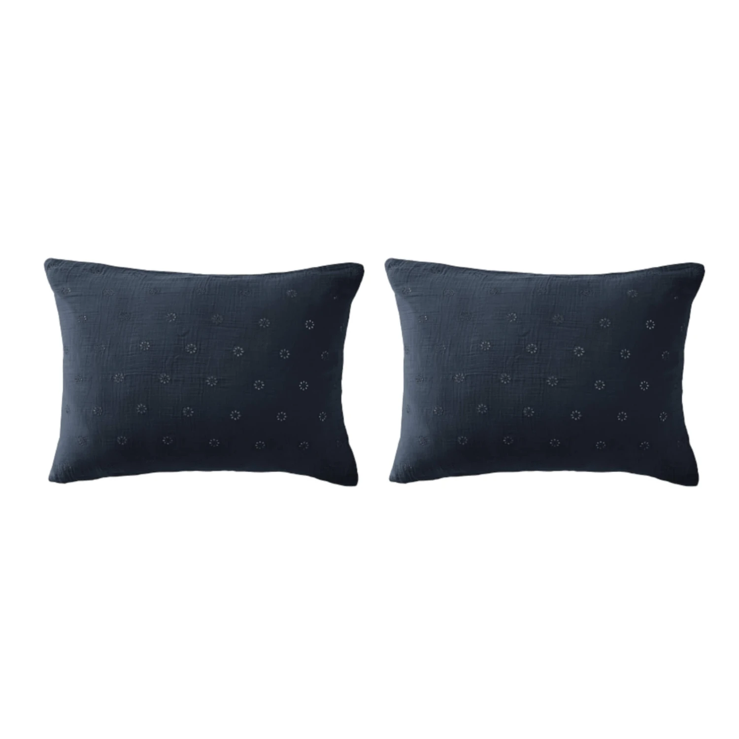 Lot De 2 Taies D'oreillers Brodées Double Gaze De Coton 13 Lot De 2 Taies D'oreillers Brodées Double Gaze De Coton – Image 13