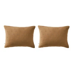 Lot De 2 Taies D'oreillers Brodées Double Gaze De Coton 33 Lot De 2 Taies D'oreillers Brodées Double Gaze De Coton -Lematelas Soldes Boutique lot taie oreiller rectangle boho marron fond blanc