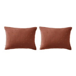 Lot De 2 Taies D'oreillers Brodées Double Gaze De Coton 34 Lot De 2 Taies D'oreillers Brodées Double Gaze De Coton -Lematelas Soldes Boutique lot taie oreiller rectangle boho orange fond blanc