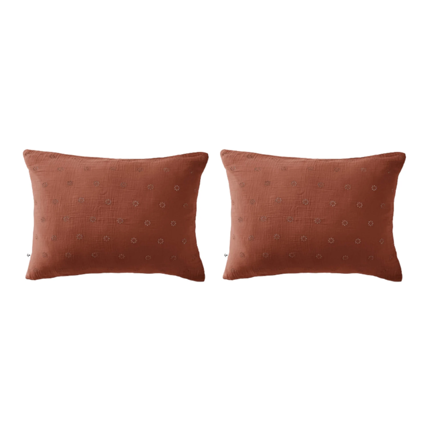 Lot De 2 Taies D'oreillers Brodées Double Gaze De Coton 15 Lot De 2 Taies D'oreillers Brodées Double Gaze De Coton – Image 15