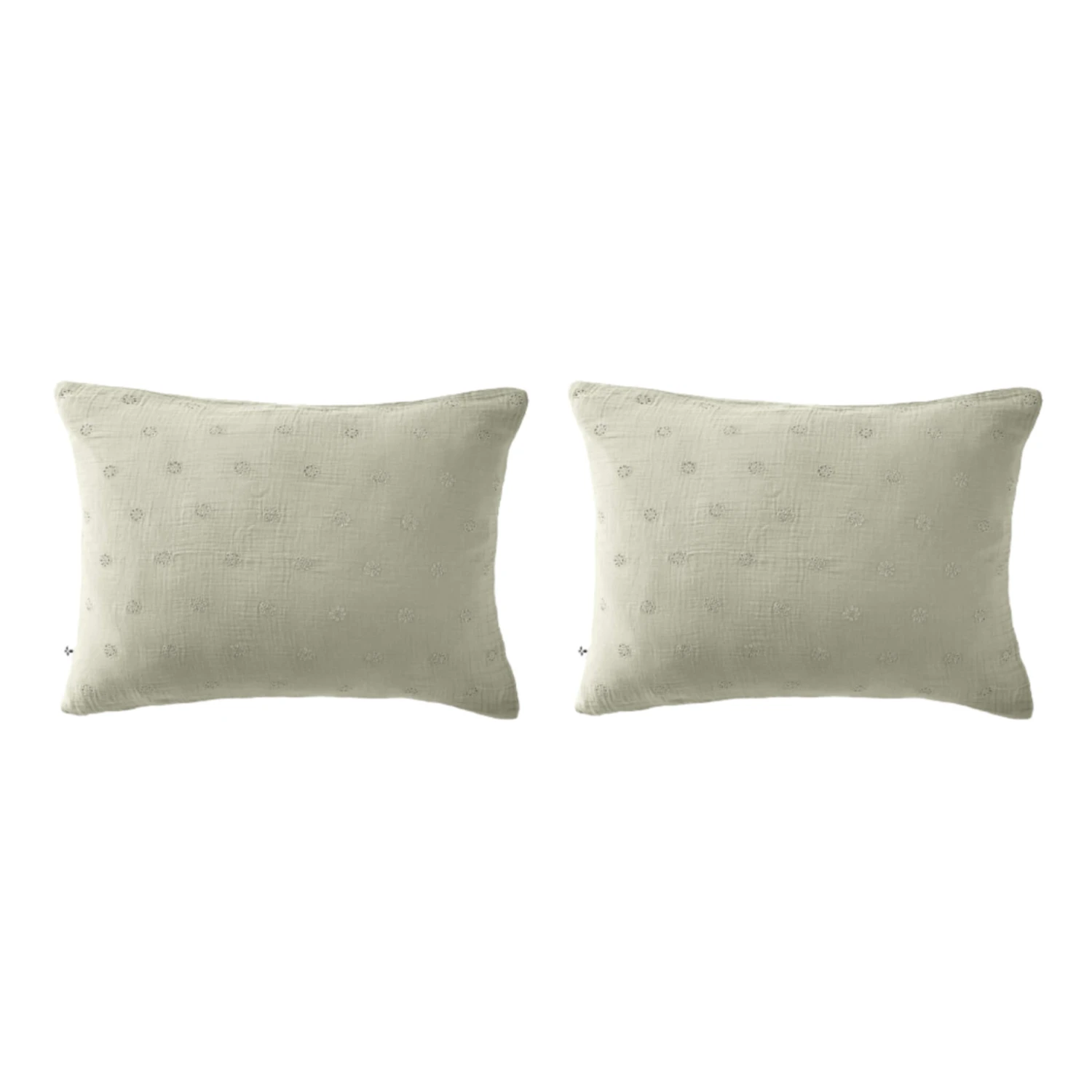 Lot De 2 Taies D'oreillers Brodées Double Gaze De Coton 17 Lot De 2 Taies D'oreillers Brodées Double Gaze De Coton – Image 17
