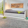 Lit Gigogne 3 Couchages En Bois Massif Blanc Laqué - LT12015