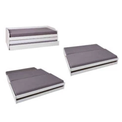 Lit Gigogne 3 Couchages En Bois Massif Blanc Laqué - LT12015 8 Lit Gigogne 3 Couchages En Bois Massif Blanc Laqué - LT12015 -Lematelas Soldes Boutique lotar 2 fond blanc