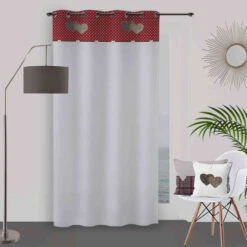 Rideau à œillets Love 135x250 Cm -Lematelas Soldes Boutique love rouge