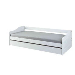 Lit Gigogne En Bois Massif 90x200 - LT12005 -Lematelas Soldes Boutique malte blanc 2 fond blanc