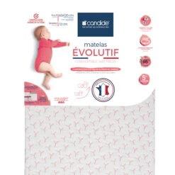 Candide Matelas Bébé Déhoussable EVOLUTIF -Lematelas Soldes Boutique matelas candide evolutif zoom