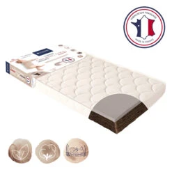 Candide Matelas Bébé En Coco Et Latex CONFORT -Lematelas Soldes Boutique matelas candide organic coco 3 4 fond blanc