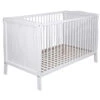 Lit Bébé évolutif En Bois Massif Blanc Avec Sommier Réglable En Hauteur 60x120