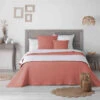 Couvre-lit Microfibre Matelassé Mellow Chic Terracotta Et Blanc