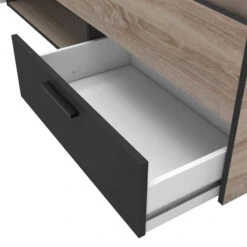 Lit 140x190 En Bois Chêne Brossé Et Noir - LI171 -Lematelas Soldes Boutique michi 2