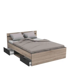 Lit 140x190 En Bois Chêne Brossé Et Noir - LI171 -Lematelas Soldes Boutique michi 3